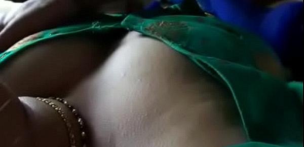  Desi Indian Green Blouse Bhabhi Boobs Fondled by Dewar